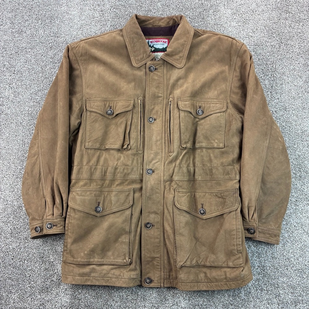 Vintage Wynbrooke Woodlands Leather Jacket Mens M Field Chore Coat Barn Long